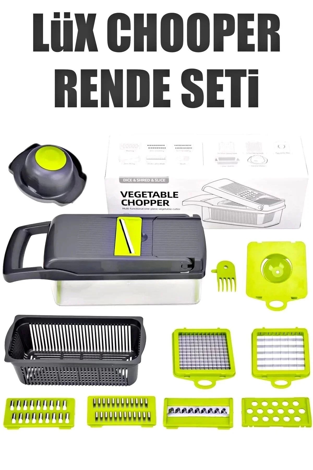 Çok Fonksiyonlu Vegetable Chopper | Patates ve Sebze Doğrayıcı, Rende, Dicer, Jülyen Kesici Mutfak Seti