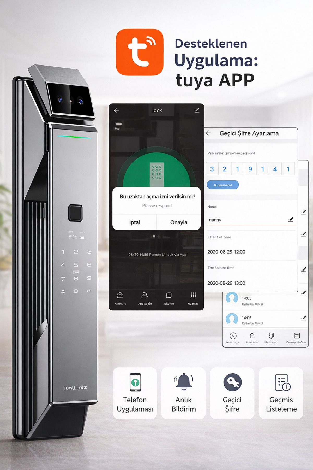 larens elİxa f7 pro akıllı kapı kilidi – yüz tanıma, parmak İzi, Şifre, kart ve tuya uygulama destekli larens elİxa f7 pro akıllı kapı kilidi – yüz tanıma, parmak İzi, Şifre, kart ve tuya uygulama destekli