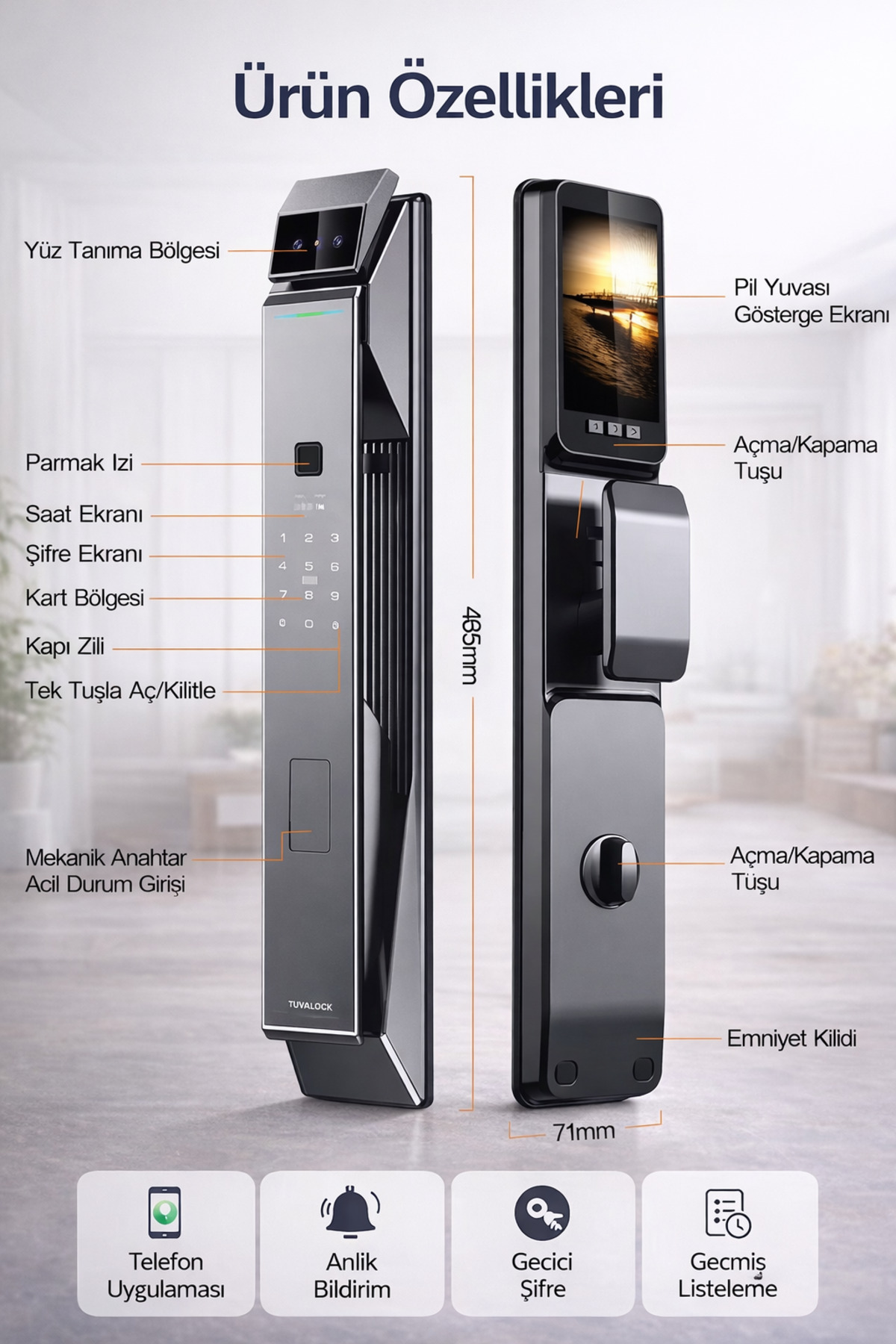 larens elİxa f7 pro akıllı kapı kilidi – yüz tanıma, parmak İzi, Şifre, kart ve tuya uygulama destekli larens elİxa f7 pro akıllı kapı kilidi – yüz tanıma, parmak İzi, Şifre, kart ve tuya uygulama destekli