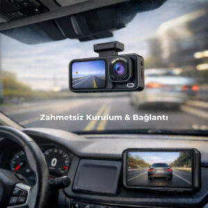 metontech 3 kanallı araç İçi kamera | Ön + arka + İç kamera | 1080p hd, geniş açı, gece görüşü, döngü, wifi